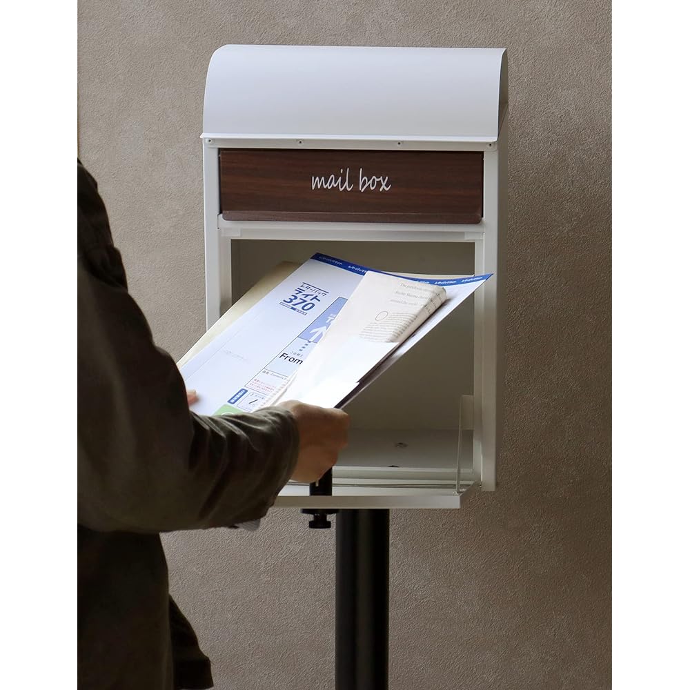 MOJYU Stand Post Gilda Greige SDM-014 Post Mail Box Stylish Mailbox Delivery Box Scandinavian Style with Lock Freestanding Stand High Type Entrance Home Use
