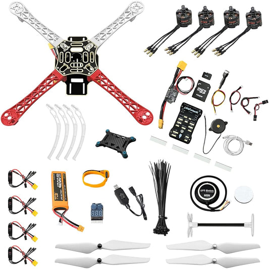 HAWK'S WORK F450 Drone Assembly Kit, Frame + Pixhawk + GPS + Power Module + ESC + Brushless Motor + Props + Battery + Accessories + Guild Book & Video (Set B)