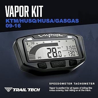 Trail Tech 752-110 Black Vapor Digital Speedometer Tachometer Gauge Kit 2000-2017 KTM Husqvarna Hasaberg