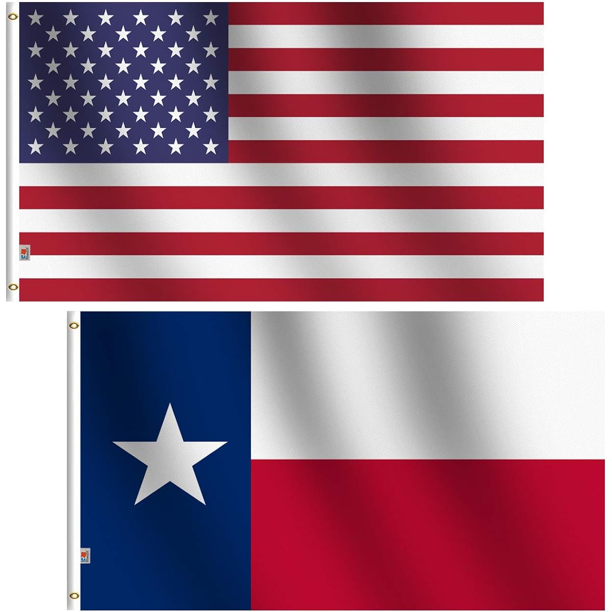 2 Pack Set USA Lone Star Texas Flag & American Flag 3x5 ft Double Sided 100D Polyester Medium-Outdoor & Indoor 3ft x 5ft US Patriotic Flags