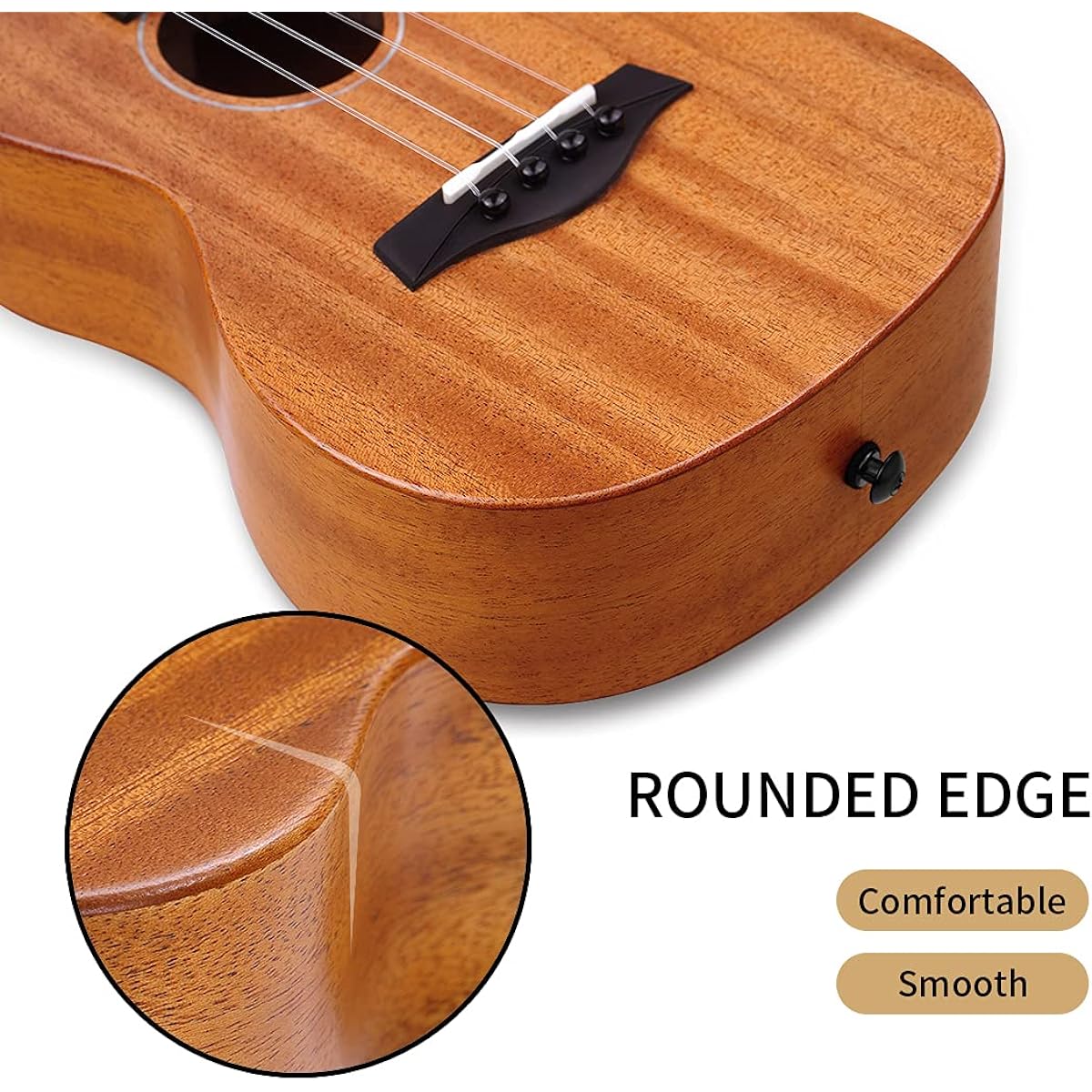 Rosen Concert Ukulele Solid Mahogany 23" Professional Ukulele Starter Bundle Kit with Lesson Book, Gig Bag, Tuner and Capopic Strings
