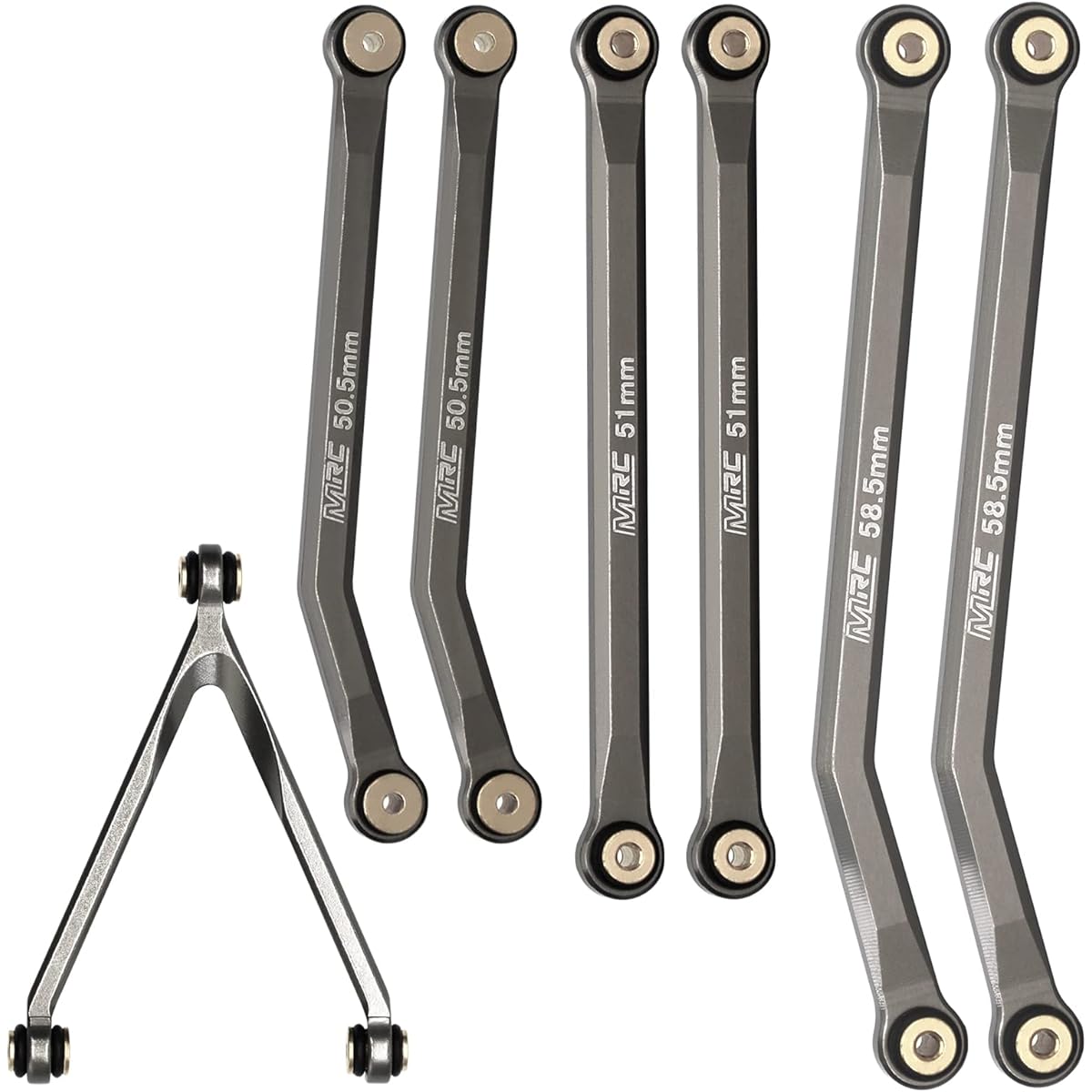 MRC SCX24 High Clearance Link CNC Alloy Chassis Linkage Kit SCX24 C10 JLU AXI0002 AXI0001 for Bronco Axial 1/24 RC Crawler Car (Titanium)