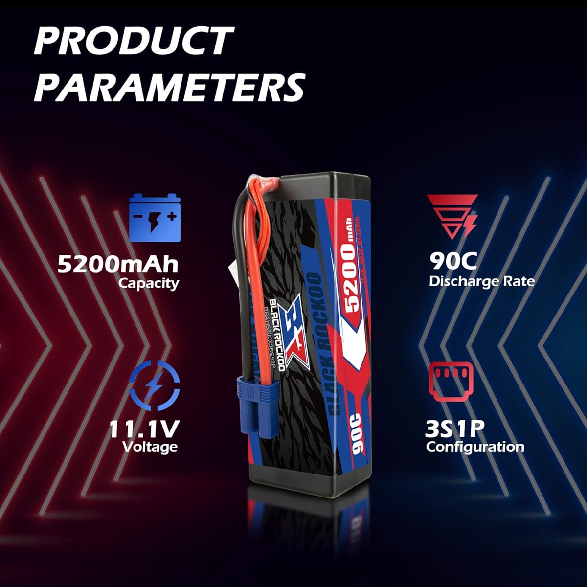 BLACKROCKOO 5200mAh 90C 11.1V 3S1P
