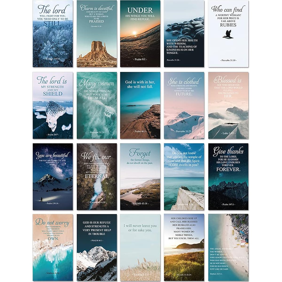 Encouragemen Mini Inspirational Christian Greeting Cards, 60 Assorted Bible Verses, Perfect for Women's Bible Study, Inspirational Christian Gifts, 2" x 3.5", Everyday Faith J341