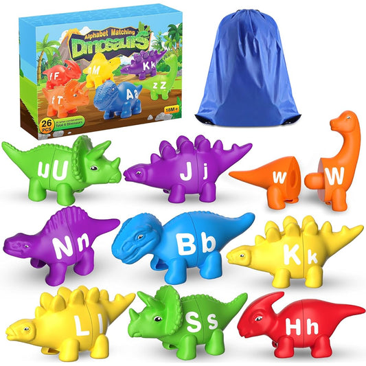 Alphabet Letter Matching Learning Toy, 26 Pieces Alphabet Dinosaur Matching Toy for Ages 36 Months and Up, Multicolor