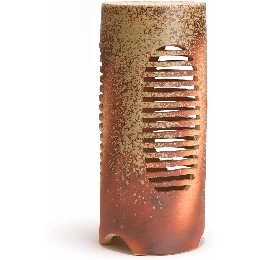 Fire color R-002 Shigaraki ware garden light with incandescent lighting Garden pottery light Size: Diameter 200mm x Height 450mm