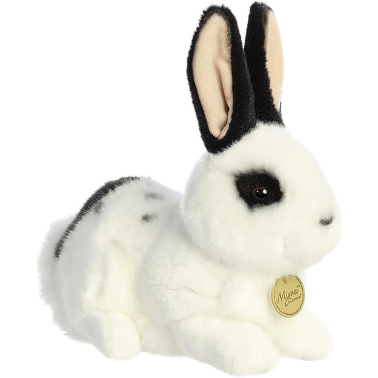 Aurora Adorable Miyoni Rex Rabbit Stuffed Animal - Lifelike Detail - Cherished Companionship - Black and White 11 Inches