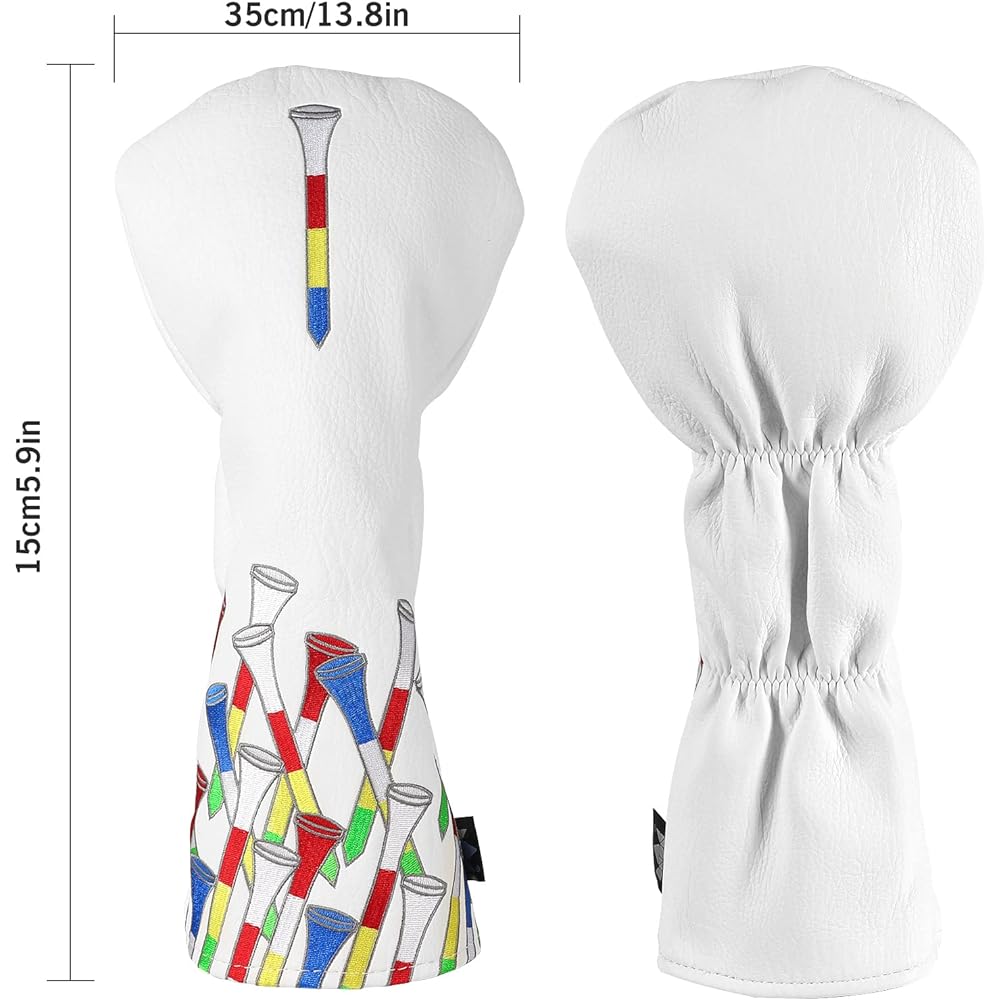 Craftsman Golf Driver Cover for DR Compatible with 460CC Single Item Club Head Cover Wood Cover Tee Embroidery Synthetic Leather White