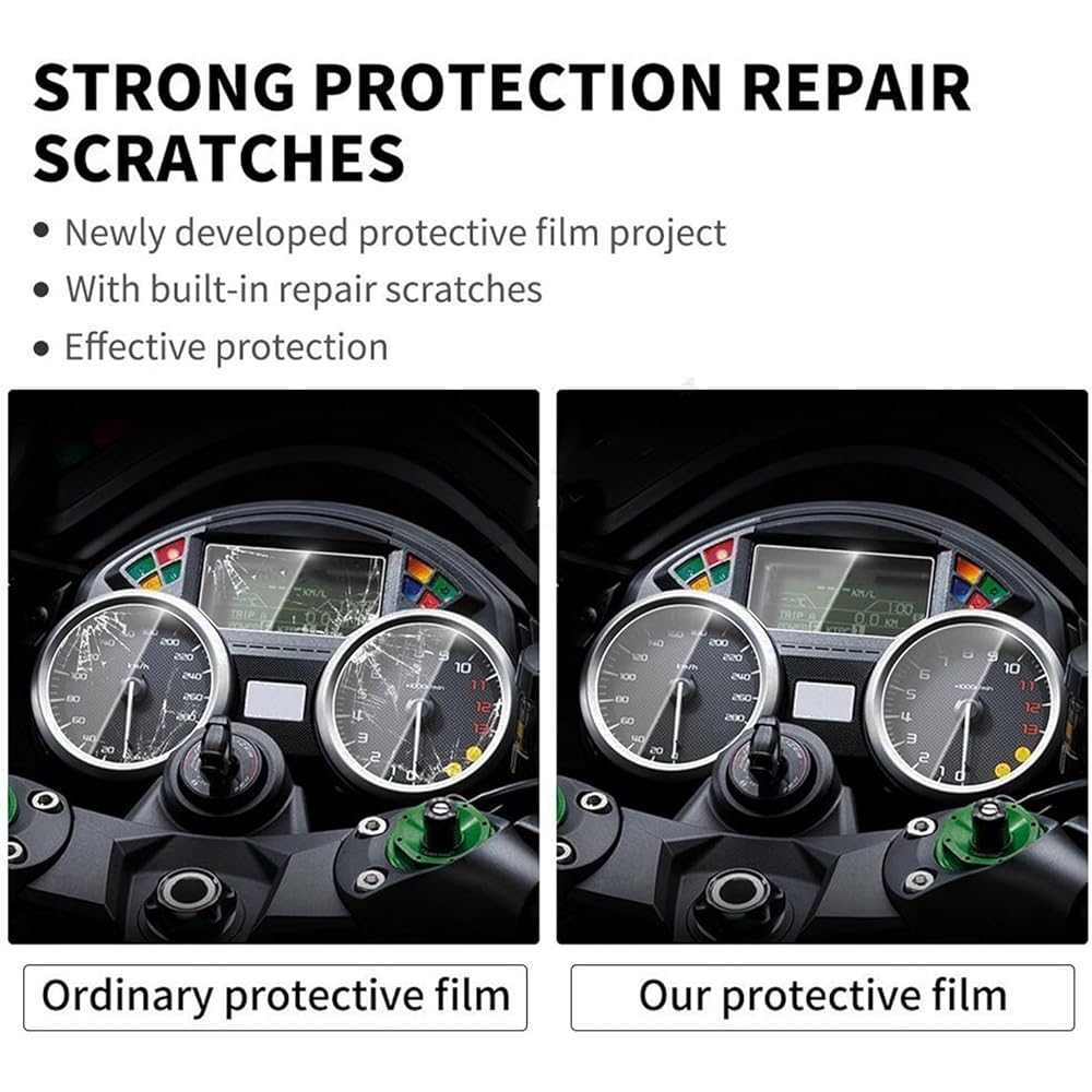 Fits for Kawasaki ZZR1400 ZX14 Ninja 2012-2022 Motorcycle Cluster Scratch Protection Film Screen Protector Dashboard Instrument Film (Color : Clear 4PCS)