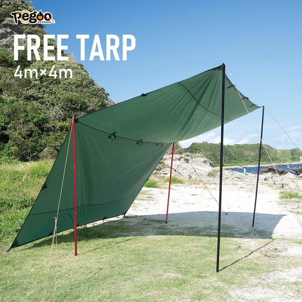 P pegoo Free Tarp (4m x 4m) Square Tarp/Open Tarp Outdoor