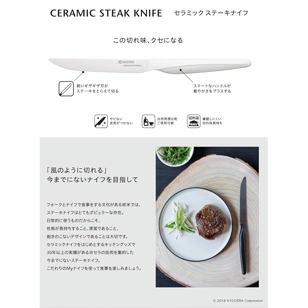 Kyocera Knife Fine Ceramic White Blade Length 11cm Steak Knife Set of 2 Kyocera FKS-2110W-WH