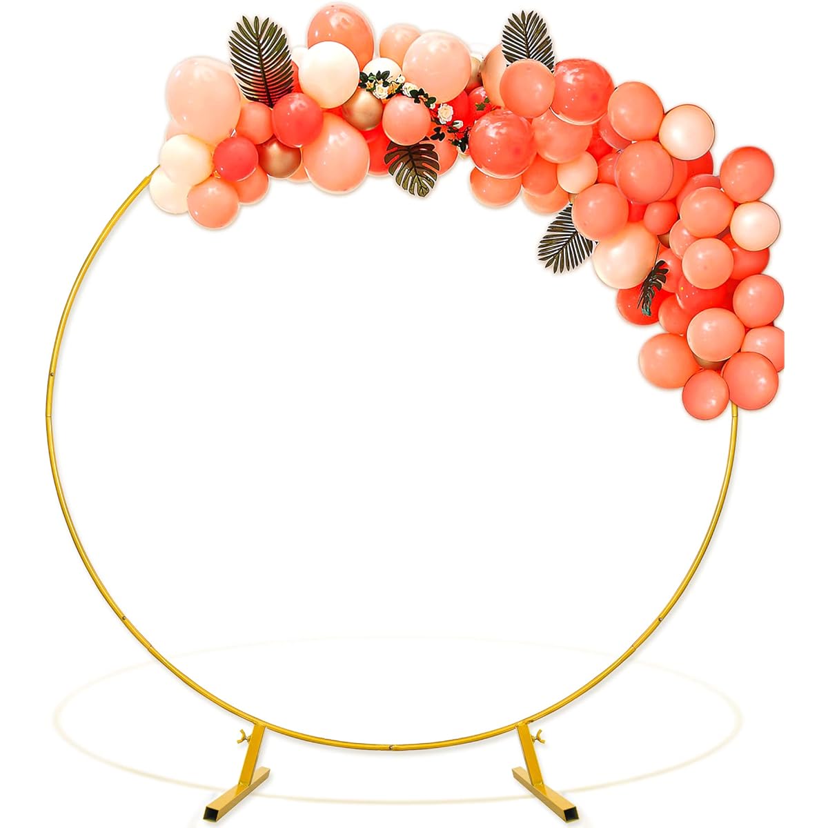 GDSTARS Round Metal Balloon Arch Kit - 7.2ft (2.2m) Gold Circle Wedding Arch,Backdrop Stand Kit,Birthday Party,Graduation,Baby Shower Photo Background Decoration