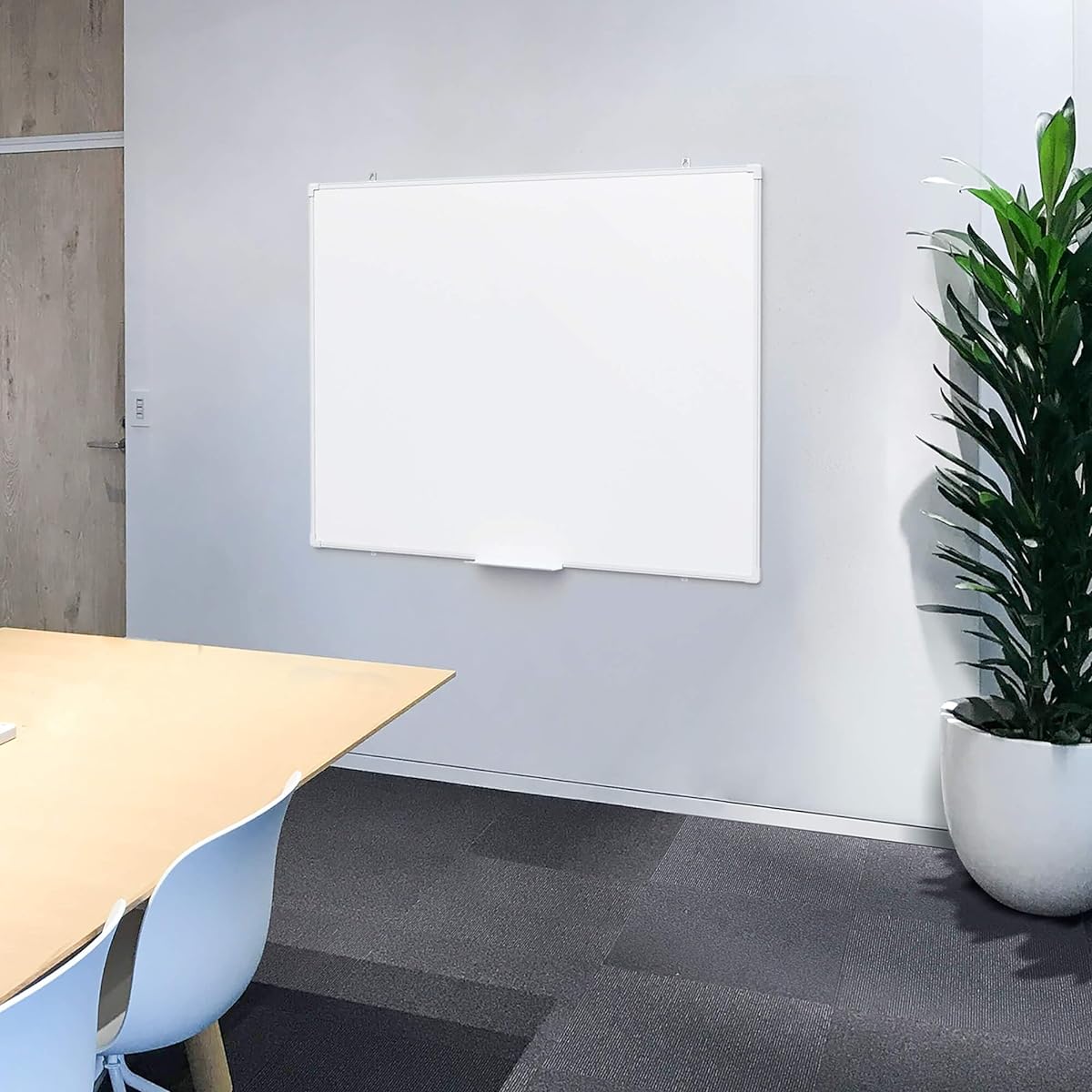 Plus Wall Mounted Whiteboard [Small Frame] Width 1209 x Height 909mm (Includes Marker and Eraser) Plain PWK2-1209SS 428994