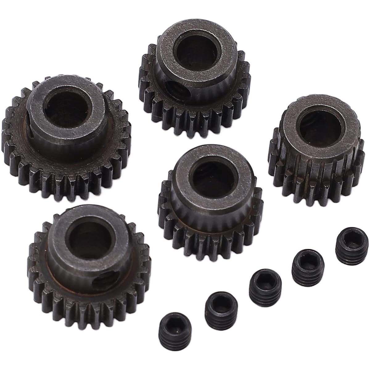 Haosie 5Pcs 48DP RC Motor Gear 5mm Shaft Hole Steel Pinion Gear Set 20T 22T 24T 26T 28T Climbing Car Gear Accessories for 1/10 RC Truck Climbing Car