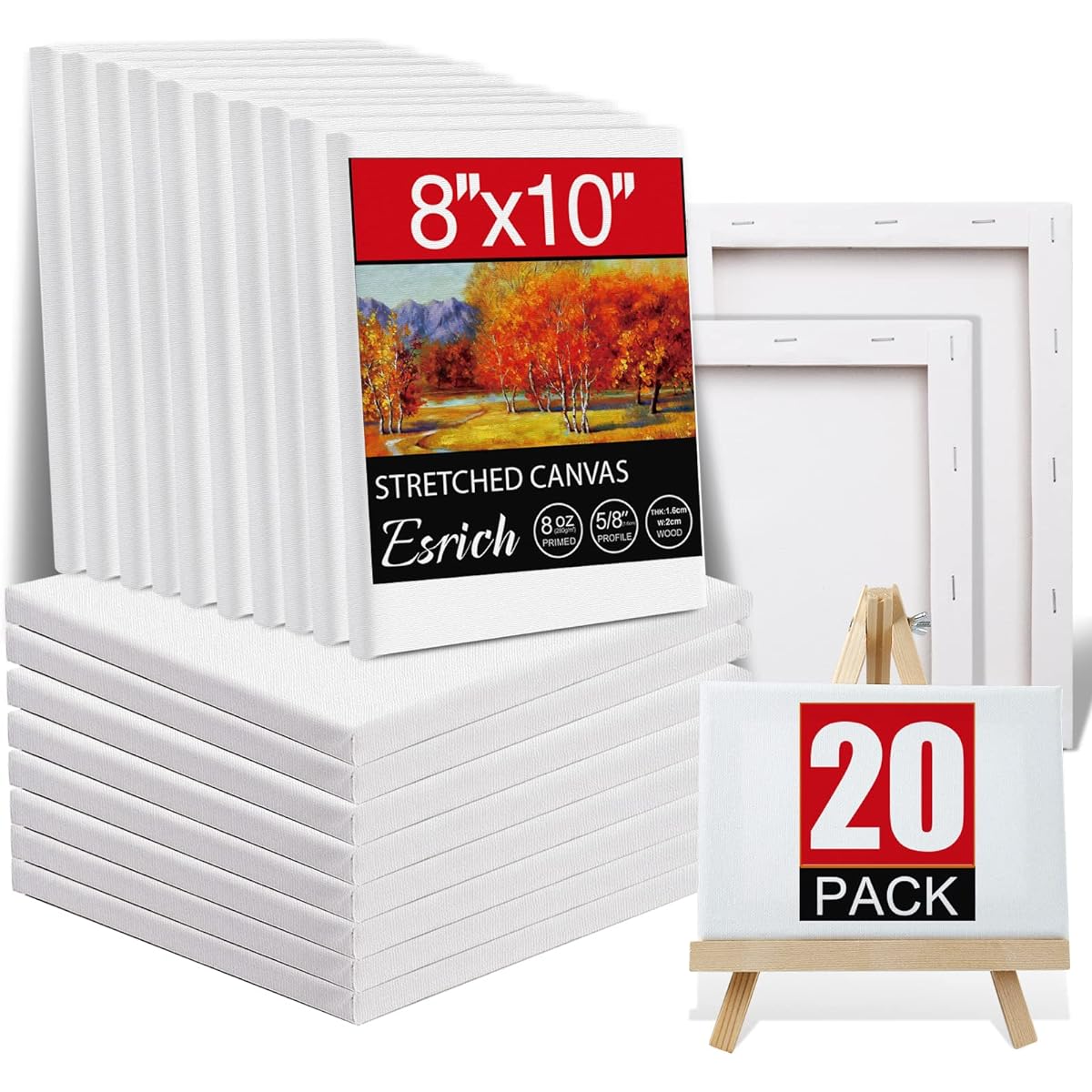 Pack of 20 8x10 Painting Canvases, Painting Canvases for Oil & Acrylic Paints.