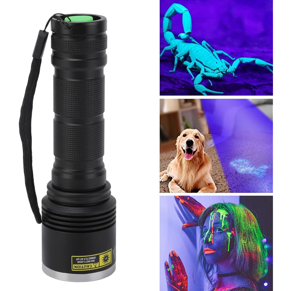 UV Flashlight, 15W 365nm Black Filter Lens, Blacklight UV Torch for Banknote Inspection