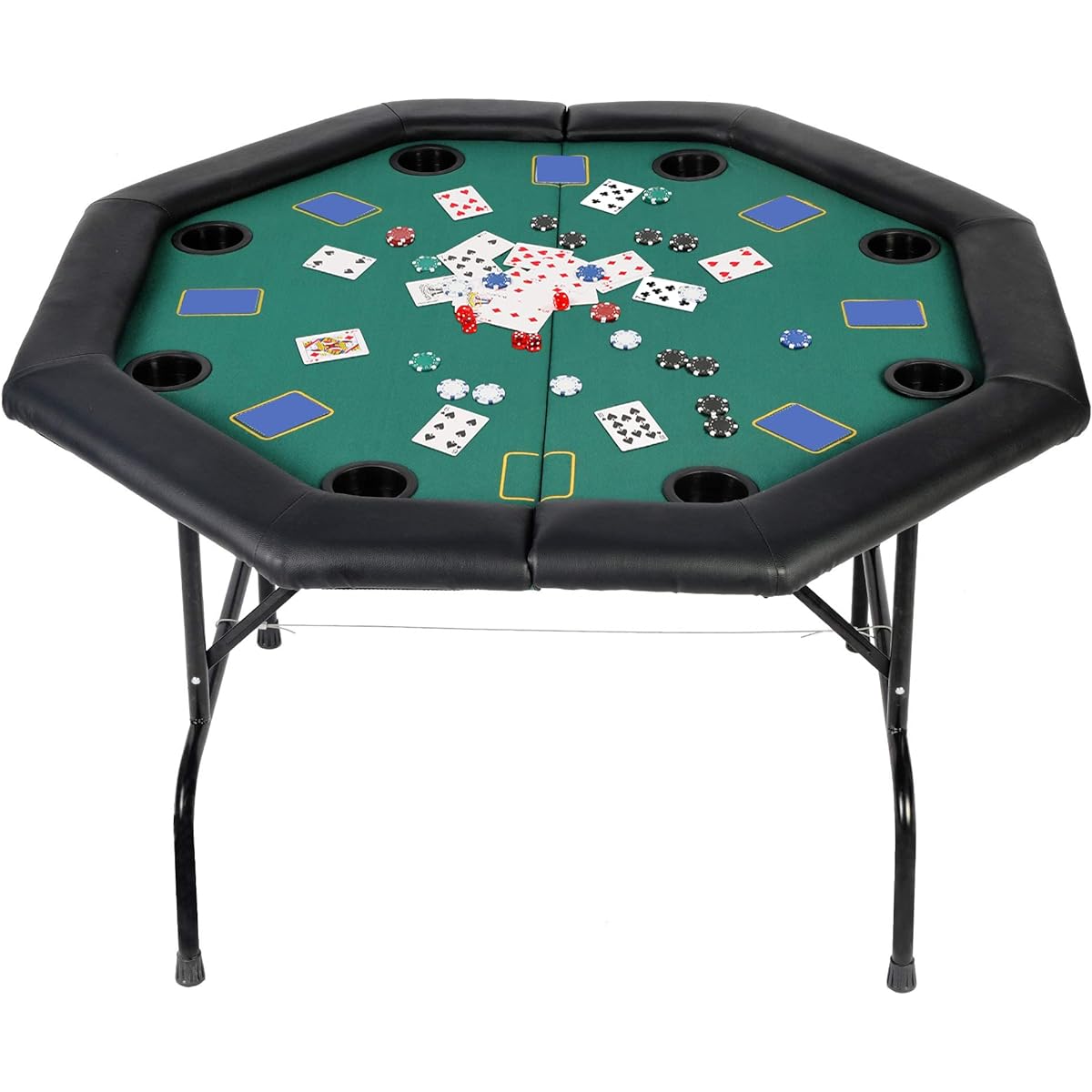 Vilobos Texas Hold'em Foldable Poker Table for 8 Players Casino Game