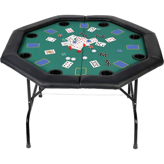 Vilobos Texas Hold'em Foldable Poker Table for 8 Players Casino Game