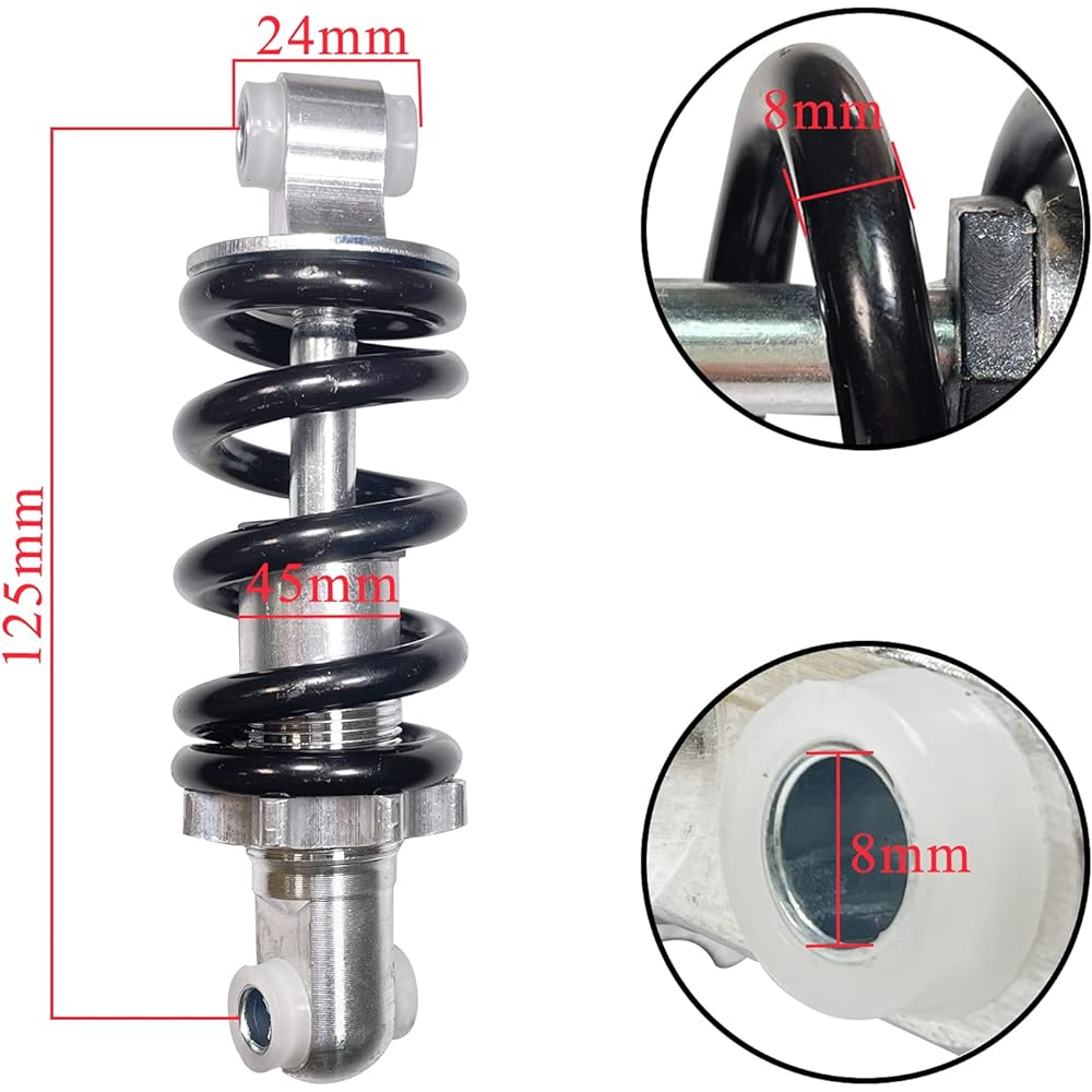 necaces 125mm 4.92inch Bicycle Shock Absorber Rear Suspension 750lb E-Bike ATV Go Kart Scooter 49cc Mountain Bike (2pcs)