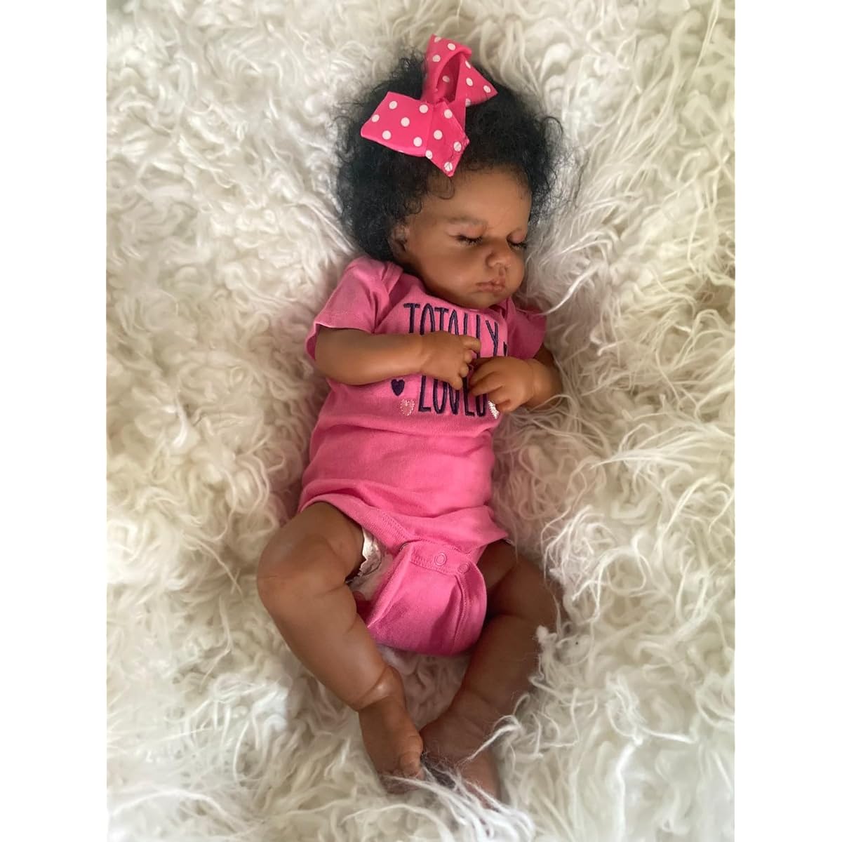 Pinky Reborn Baby Doll Black Girl 20 Inch Realistic Newborn Doll Realistic African American Reborn Doll with Clothes and Toys Best Birthday Gift Set