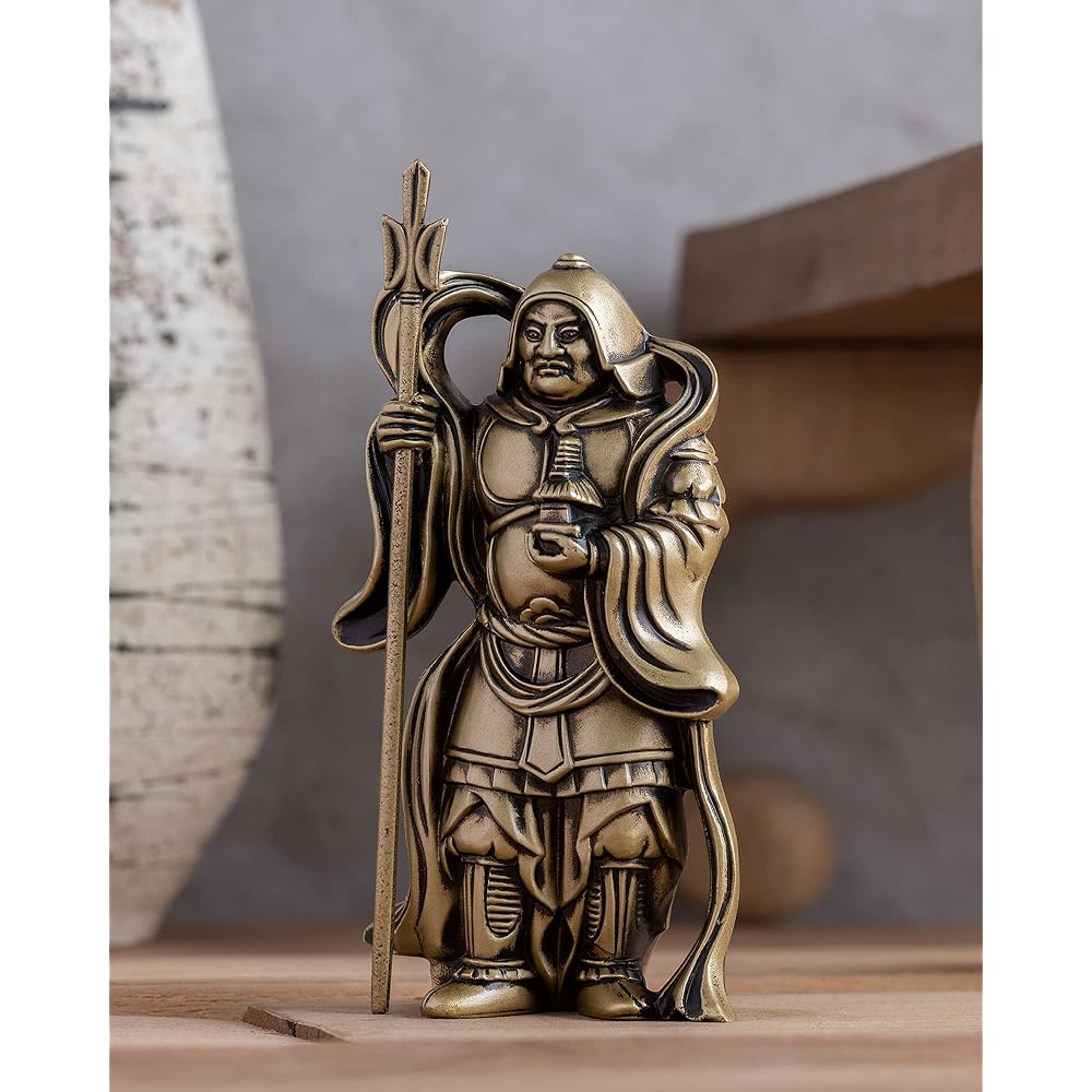 Seven Lucky Gods of Good Luck Bishamonten Silky Gold Buddhist sculptor: Hideun Makita Prototype_Kobiki Buddha Statue Ornament Takaoka Copperware (Bishamonten 7F)