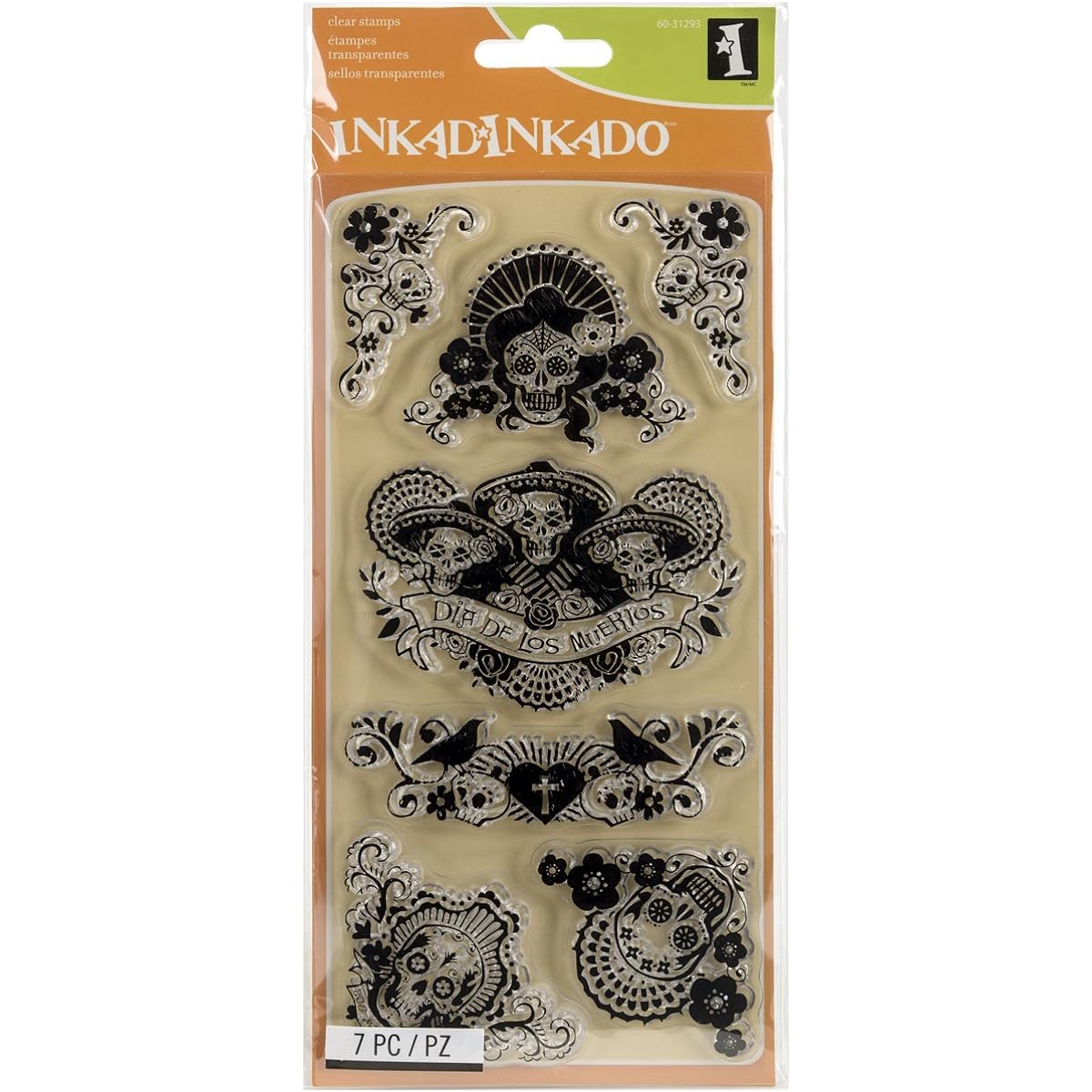 Inkadinkado 60-31293 Dia De Los Muertos Clear Stamp Set Black
