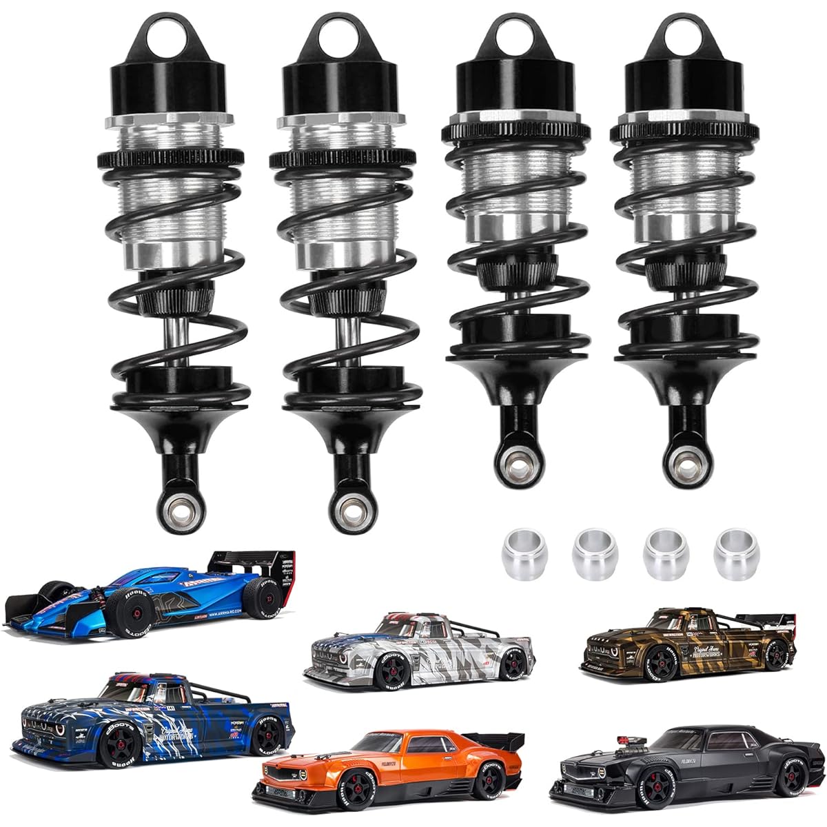 RCAWD Shock Absorber ARRMA 6S BLX Felony 1/7 Infraction 6S BLX Infinite Roller Speed Bash Upgrade Front Rear RC Shock Damper 77mm 87mm Adjustable Hop Up Parts #ARA330627 #ARA330628 Black
