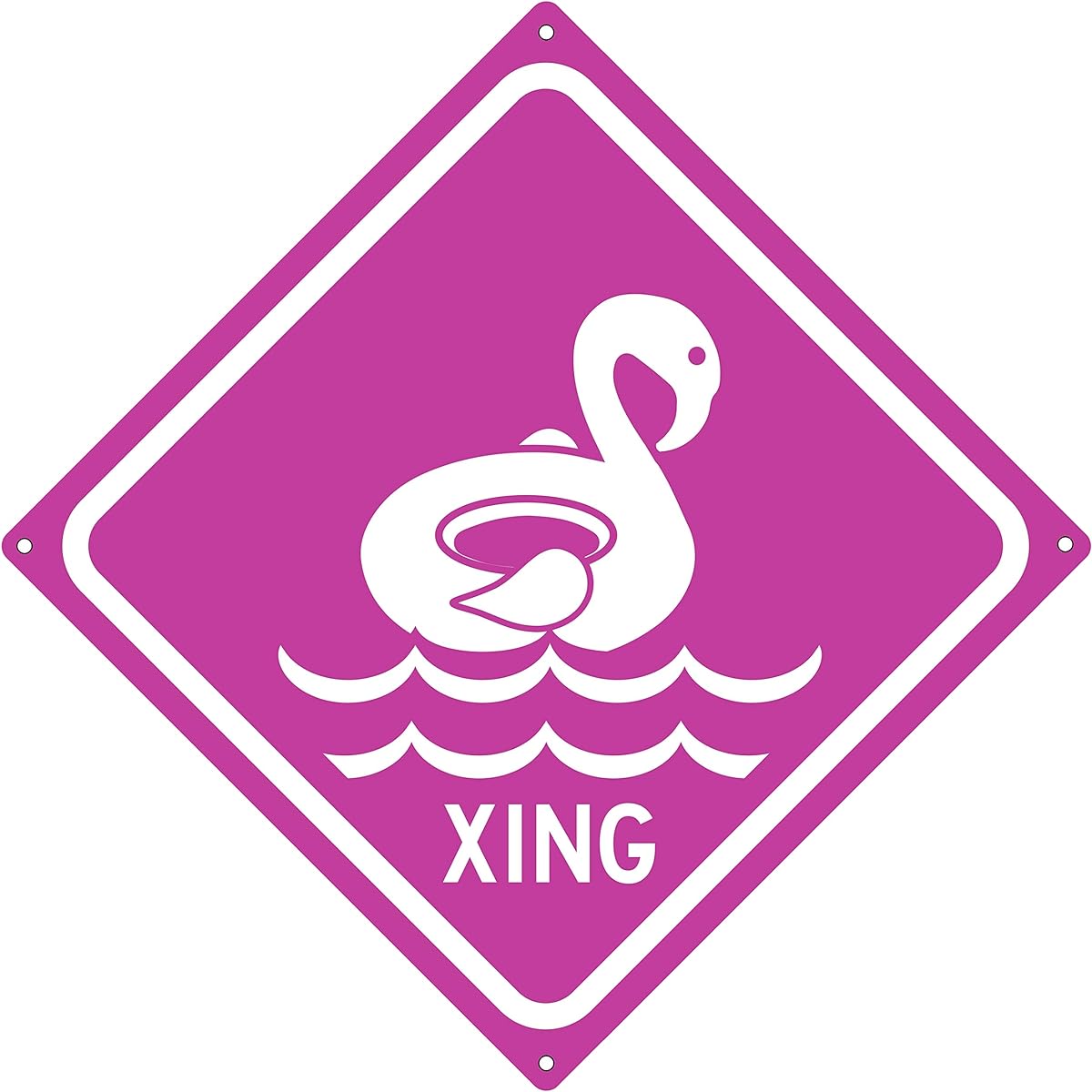 Toothsome Studios Pink Flamingo Pool Float Crossed 12" x 12" Tin Pool Sign