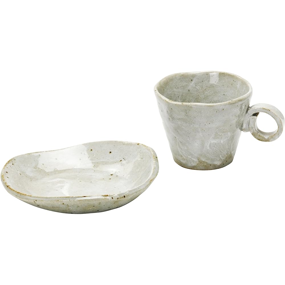 Mino ware coffee bowl and plate set of 5, black brush sink 801-25-41E(5)