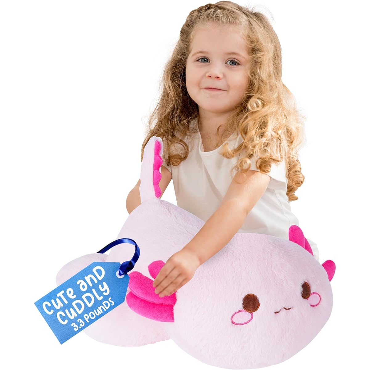 BE&O Creations Weighted Axolotl Plush with Lavender Scented Pouch - 17.7" Stuffed Animal with Calming Lavender for Kids and Adults (Pink)