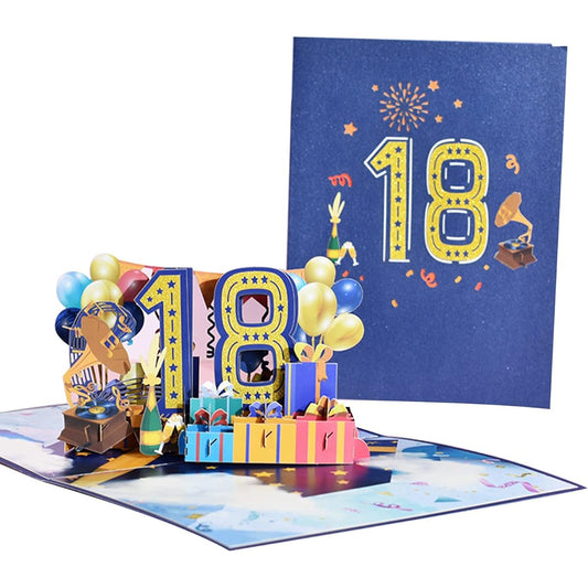 18th Greeting Birthday Cards Pop Up 18th Birthday Cards for Him or Her, 18th Birthday Cards for Girls/Boys/Son/Daughter/Nephew/Friends