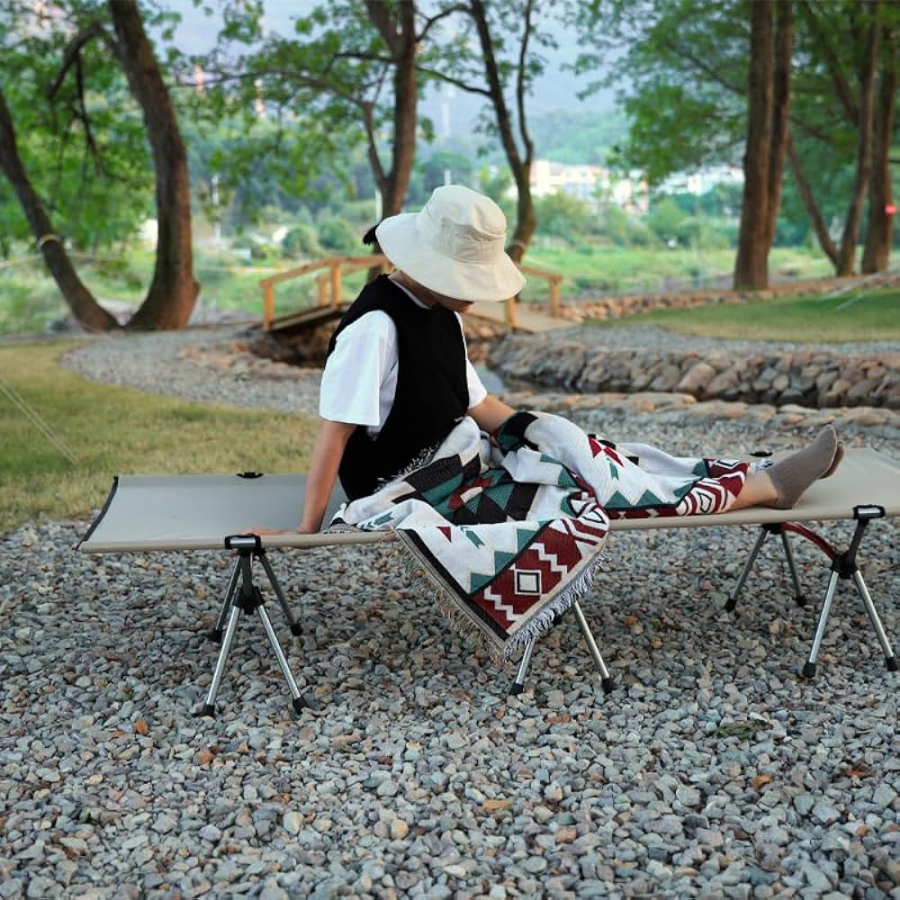 GP Retail Cot Camp Folding Bed 2WAY High/Low Switchable Simple Bed (Black)