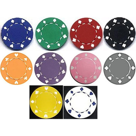 TMG Classic Suit Design 10 Poker Chip Sample Set with Bonus Chip Spacer