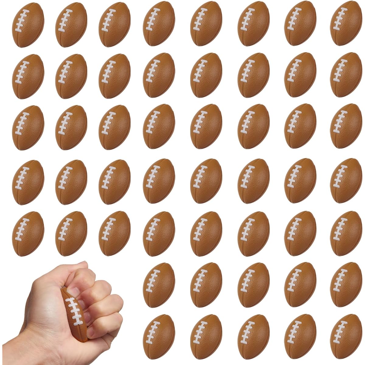 WELLVO Mini Football Party Favors, 36 Pack Football Stress Relief Toys Mini Footballs Foam Sports Balls for Kids Goodie Bag Stuffers School Carnival Rewards Class Giveaways Football Party Decorations