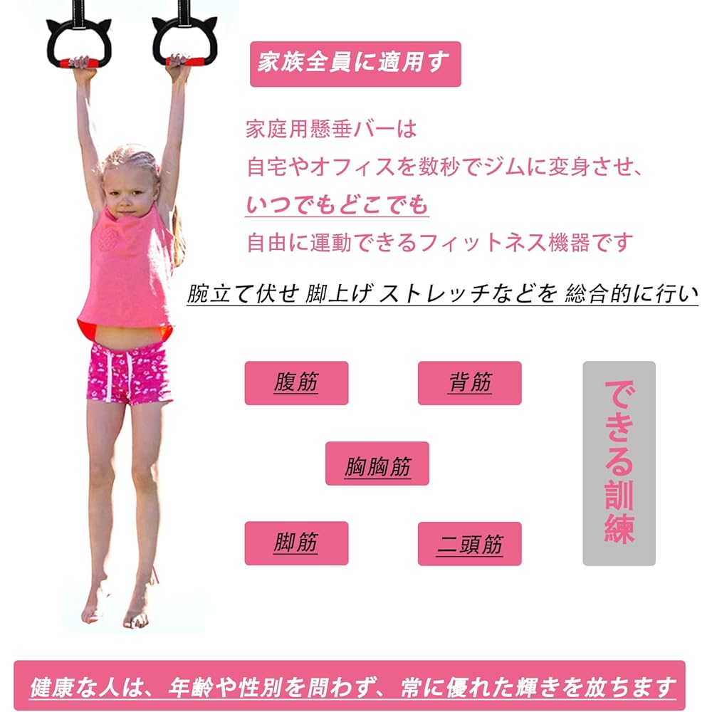 WellDay Pull Up Bar, Chin Up Rod, Door Gym, Chin Up Stand, Steel Rod Ring, No Screws, No Need to Drill Holes, Takes Up Space, Strength Training Supplies, Legs, Back, Chest Muscles, Abdoms, Biceps,