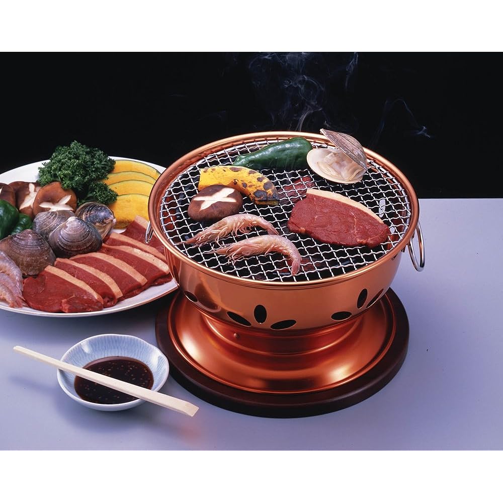 Ikenaga Tekko Seven Wheel Barbecue Made in Japan Yakiniku Stove Grill Charcoal Grill Compact Home Commercial Use Gold 30cm Kappo Jumbo Charcoal Grill