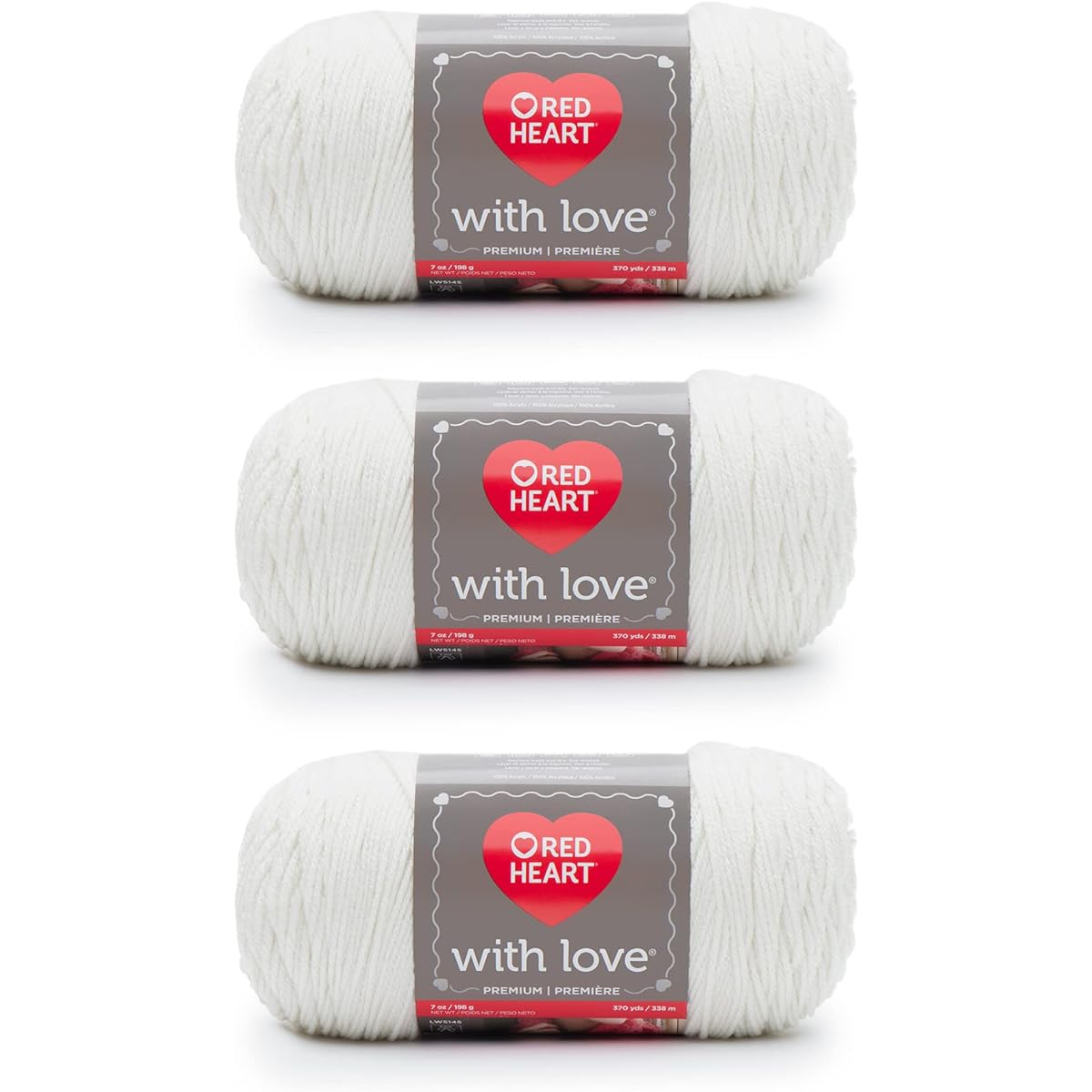 Red Heart with Love Eggshell Yarn - 3 Pack 198g/7oz - Acrylic - 4 Medium (Worst) - 370 Yards - Knitting/Crochet