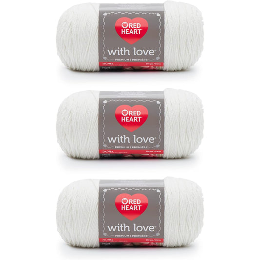 Red Heart with Love Eggshell Yarn - 3 Pack 198g/7oz - Acrylic - 4 Medium (Worst) - 370 Yards - Knitting/Crochet