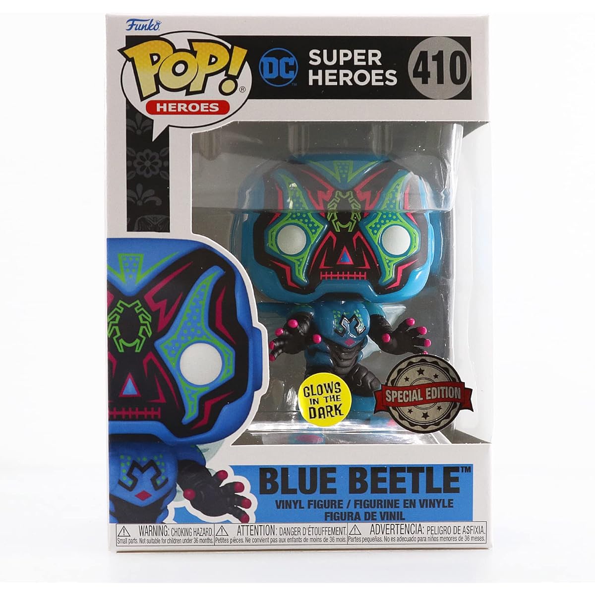 Funko Pop DC Superheroes Blue Beetle #410 Glow in the Dark Gamestop Exclusive