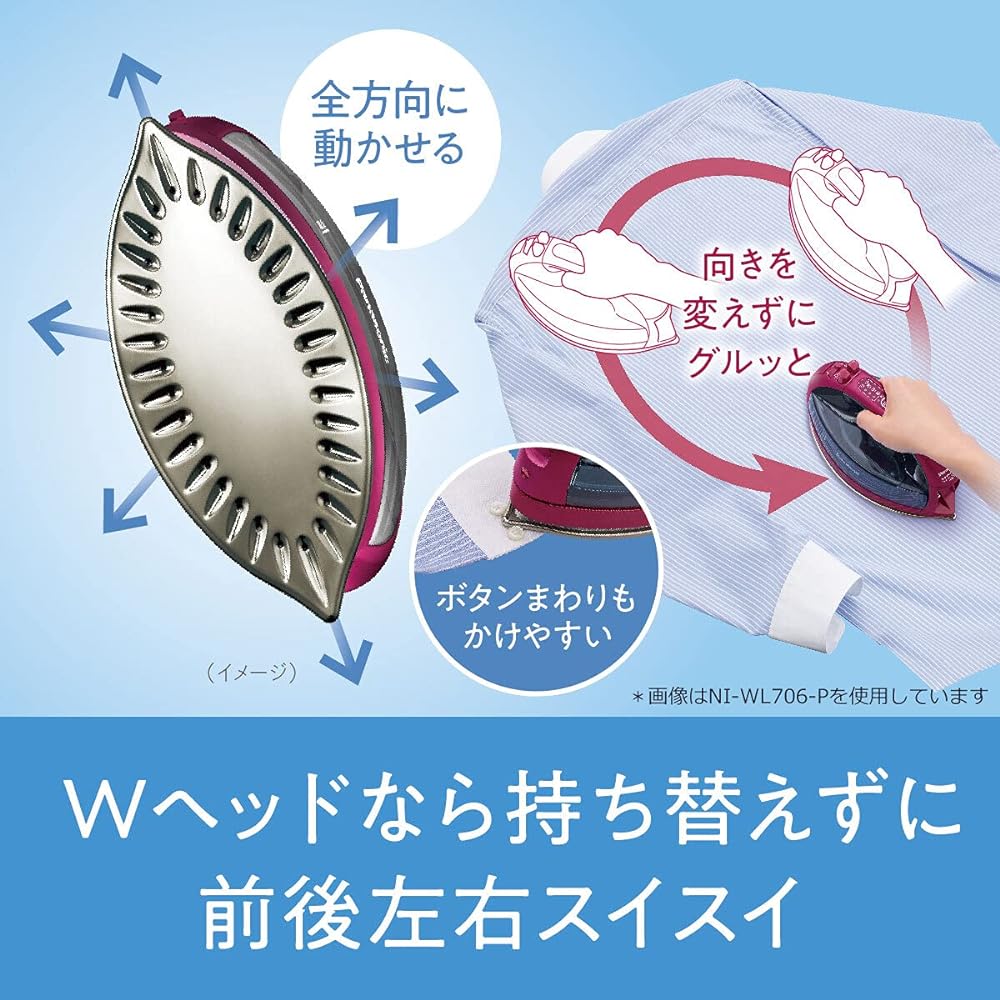 Panasonic Cordless Steam W Head Iron Pink Beige NI-WL406-P