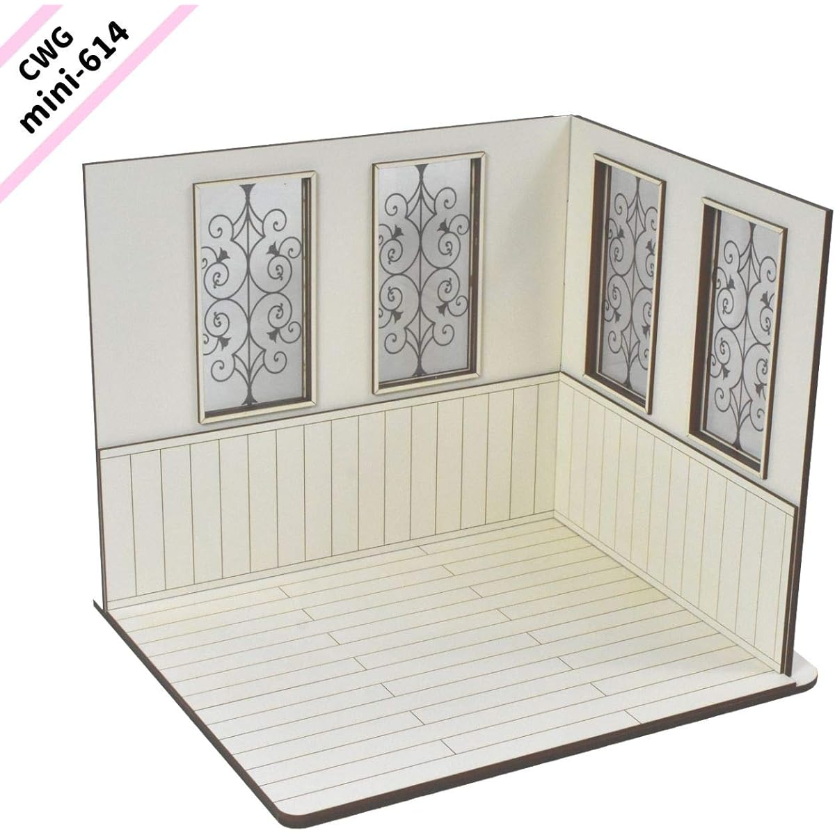 CWGmini-0614 CountryWoodGarden Dollhouse Miniature 1/10 Scale [L-shaped, white house, right side, window] Dollhouse sold separately