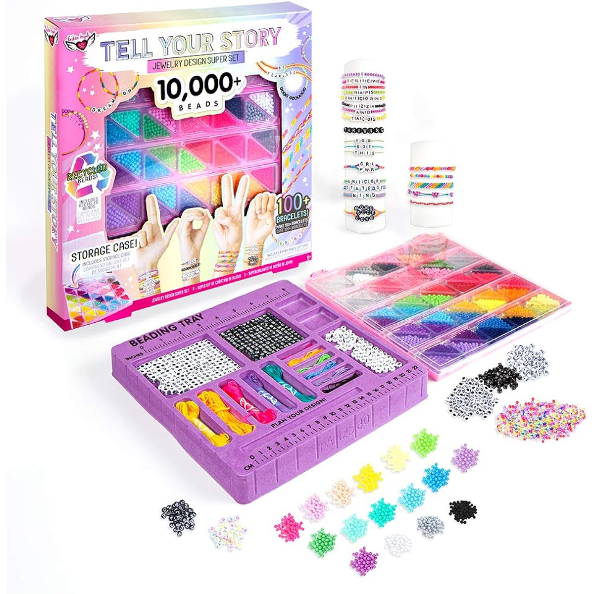 Fashion Angels Tell Your Story 10,000+ Bead Superset (12580) with Bead Tray and Keeper Case, Alphabet Beads, Metallic Beads, Screen Free Activity, Inspiration Guide and Instructions