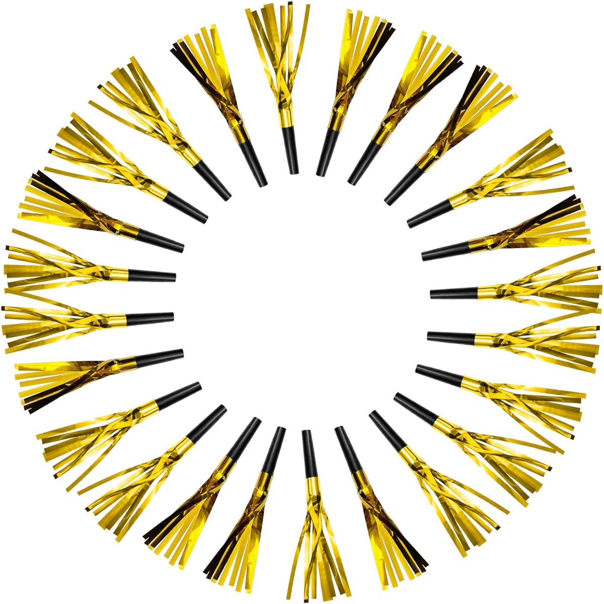 24pcs Glitter Noise Maker for Adults and Kids Party Horn and Blower Noise Maker for Birthday Sports Event Festival (Gold)