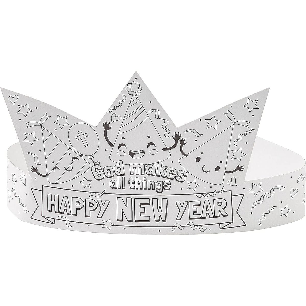 Fun Express Color Your Own Faith Happy New Year Crown - Craft Kit - 12 Piece