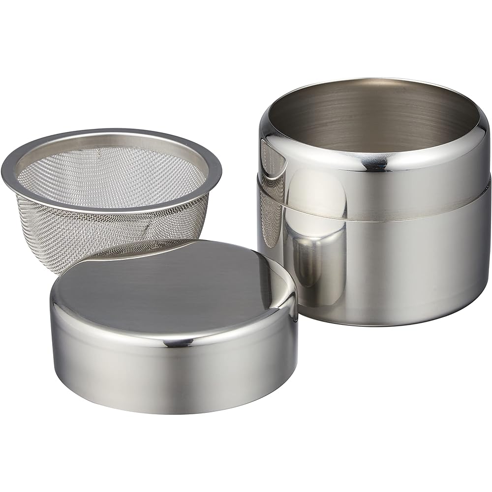 Kondou-san Series Tea Caddy Silver Size: Diameter 6.8 x Height 5.8cm Kondo's Tea Sifter Can Mini