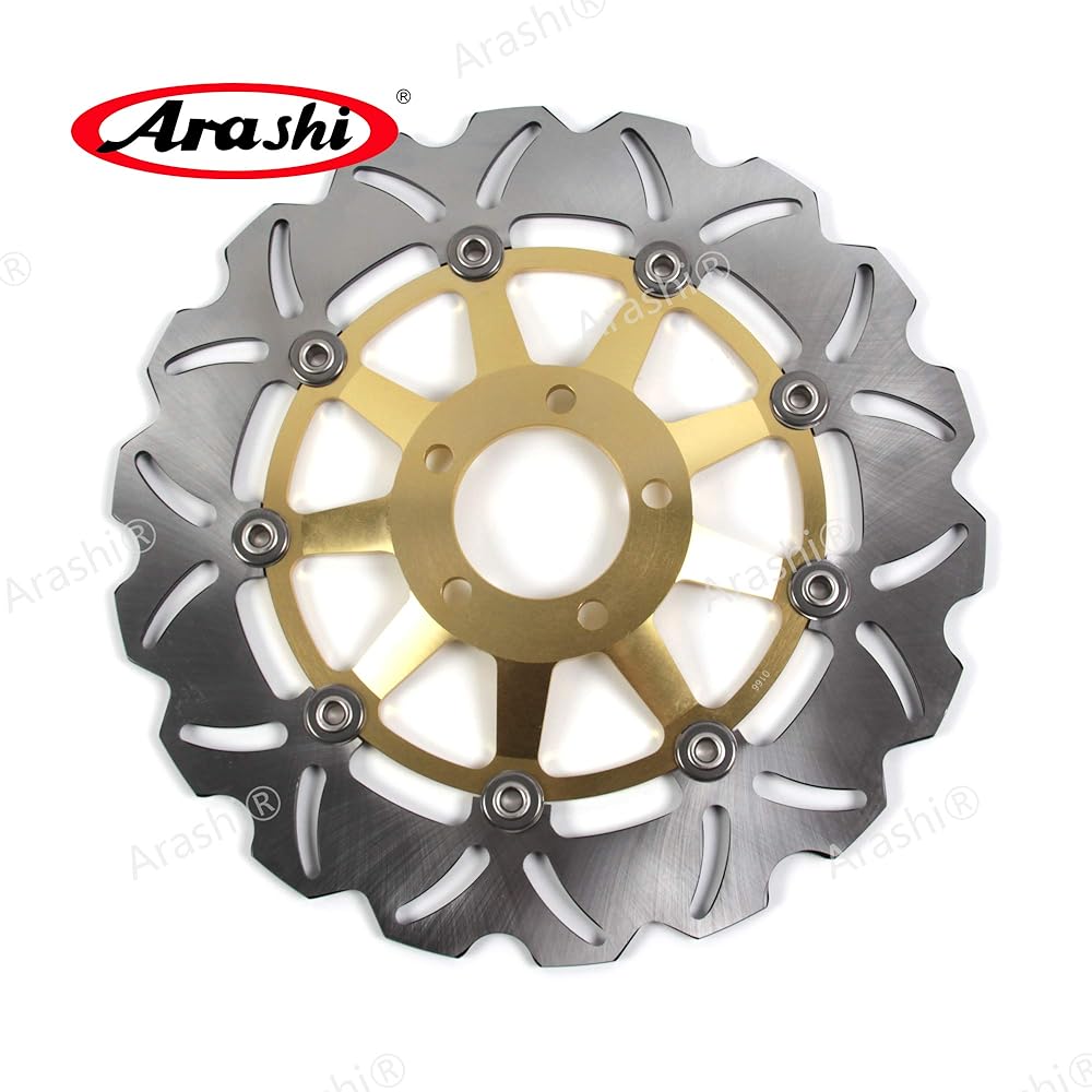 Arashi Front and Rear Brake Disc Rotor Compatible with Kawasaki ZRX1100 1999-2000 / ZRX1200 ZRX1200R ZRX1200S 2001-2006 Motorcycle Replacement Accessories Gold ZRX 1200 R S 2002 2003 2004 2005