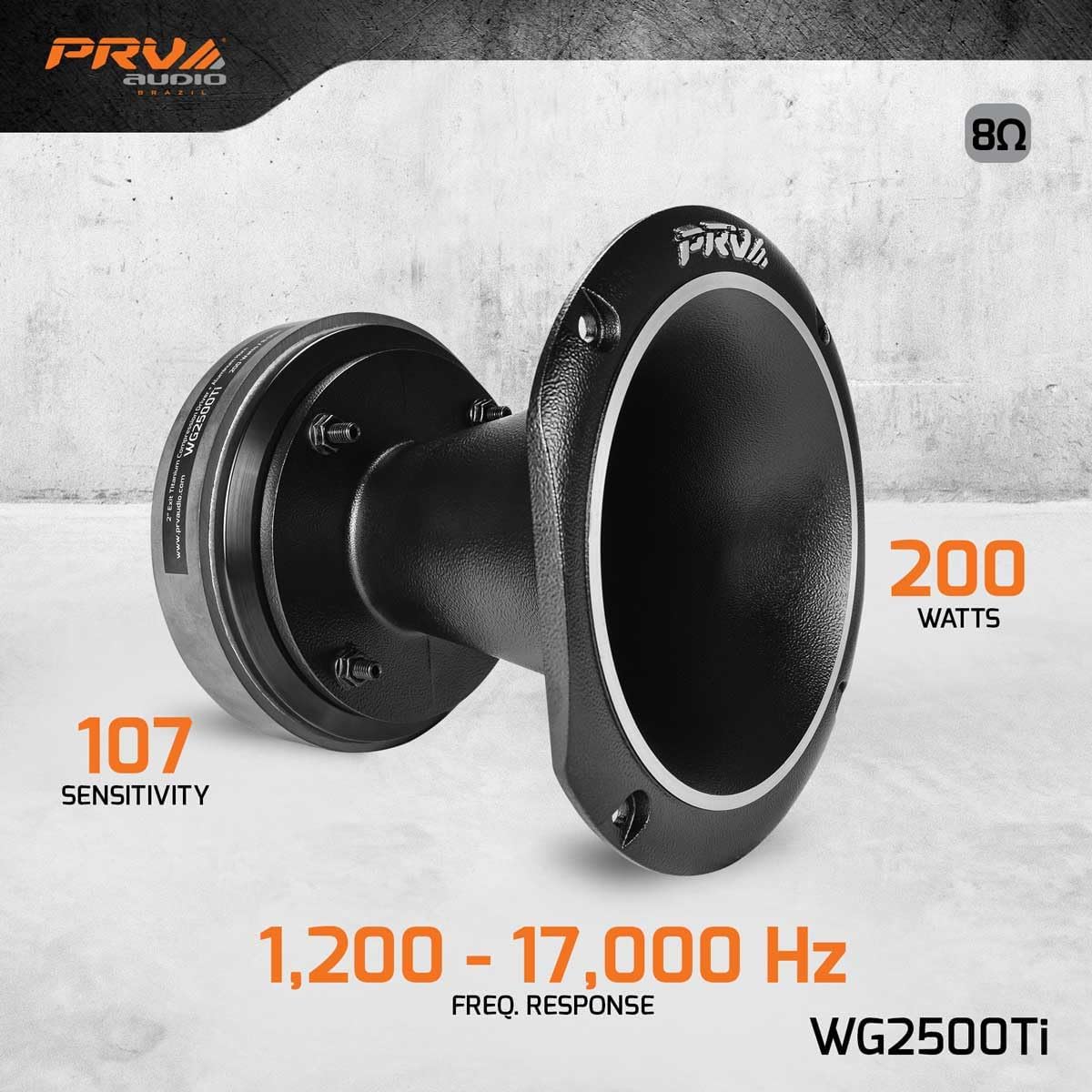 PRV AUDIO WG2500Ti Titanium 2" Outlet 8 Ohm 2.5" VC Pro Audio Compression Driver with Aluminum Horn 107dB 100 Watt RMS - Combo