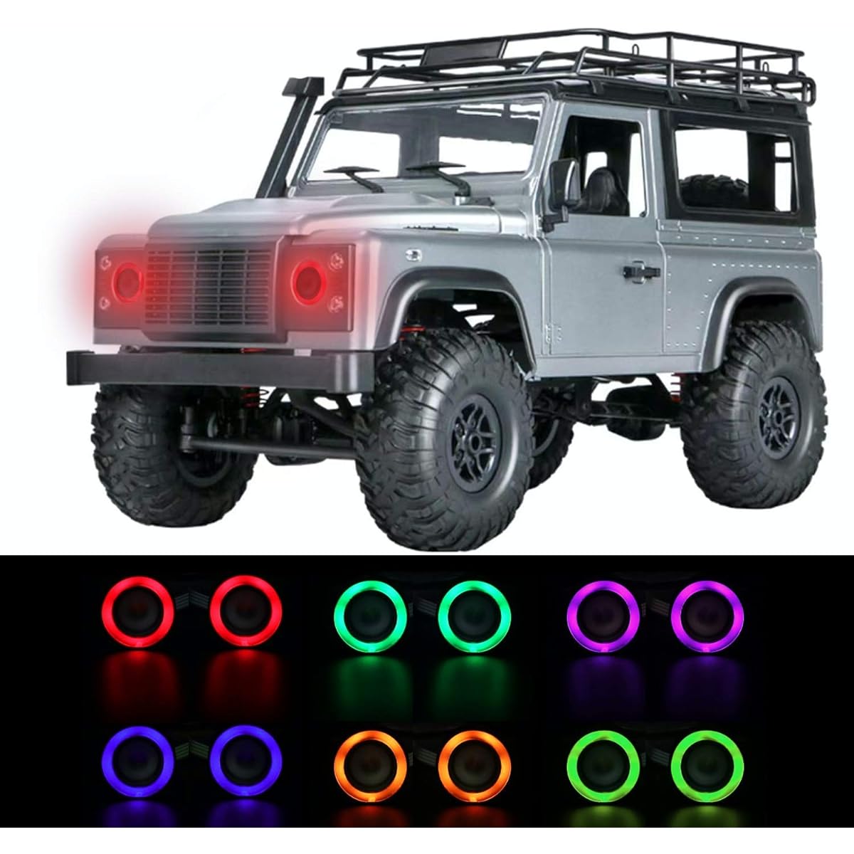 DUMBORC RC LED Flashlight Multi-Color Switch Running Lamp for RC Model 1/10 Scale RC Car