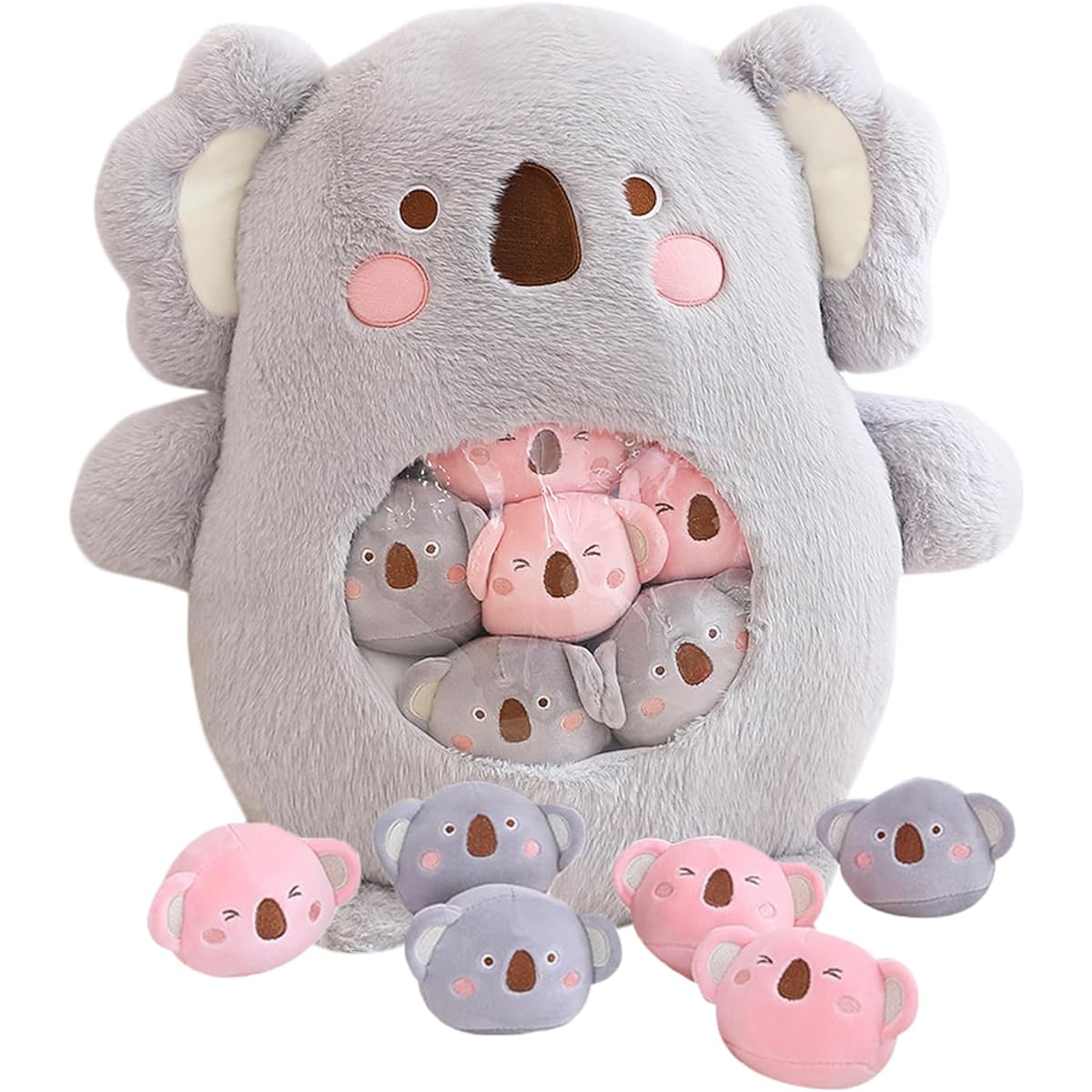 Kekeso Koala Plush Throw Pillow, Koala Stuffed Animals Soft Snack Pillow with 6 Koala Plush Toys for Birthday, Halloween, Christmas (Koala)