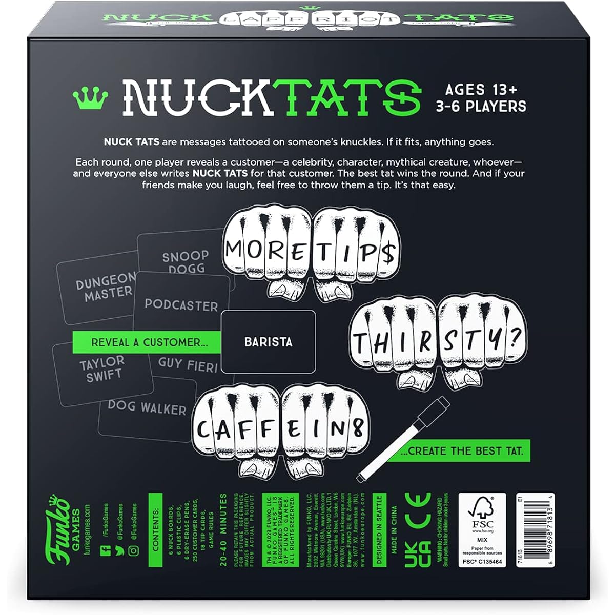 Funko Games NUCK Tats Party Game for ages 13 and up, 3-6 players